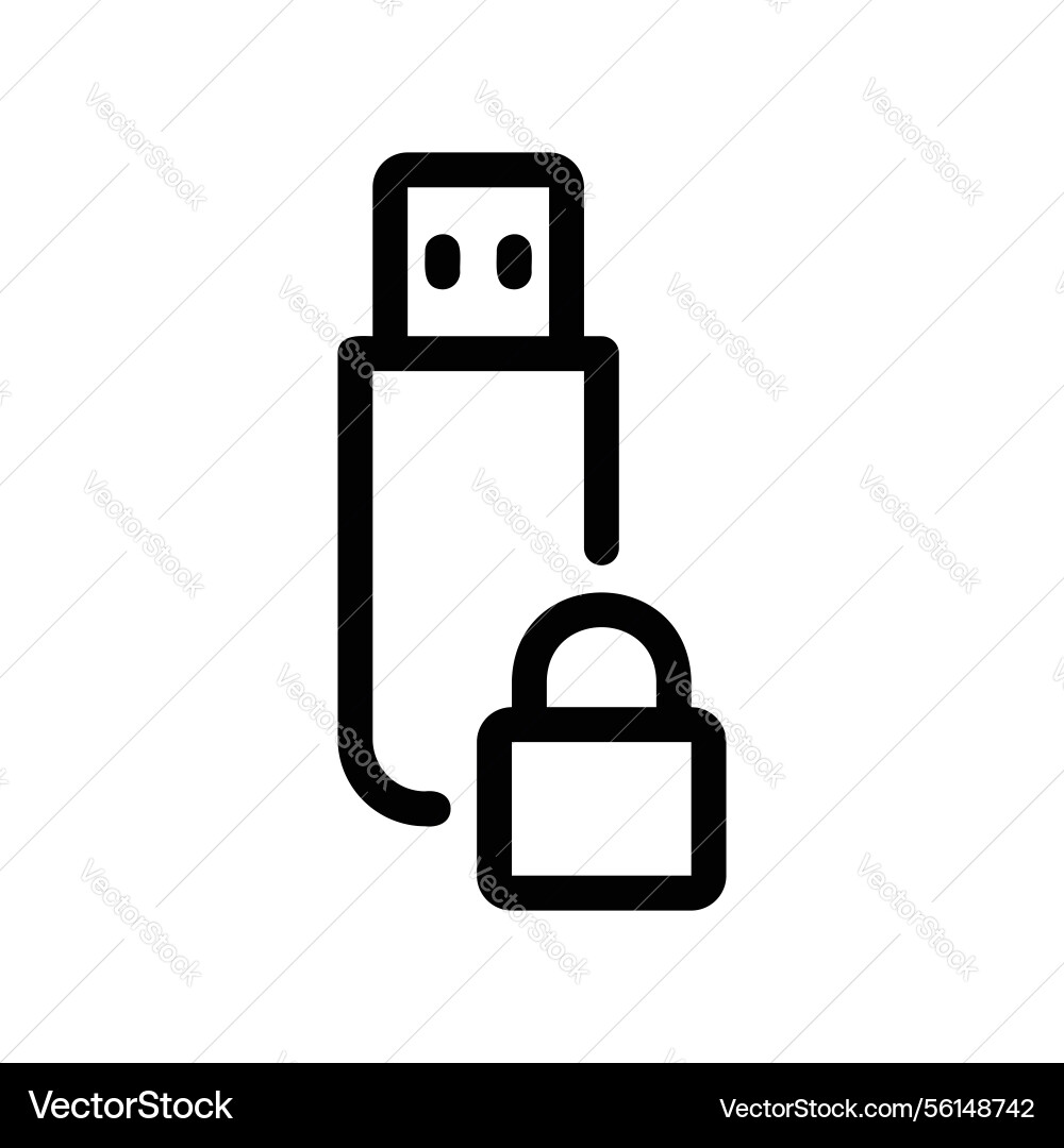 Outline style secure usb flash drive with padlock Outline style secure usb flash drive with padlock vector image