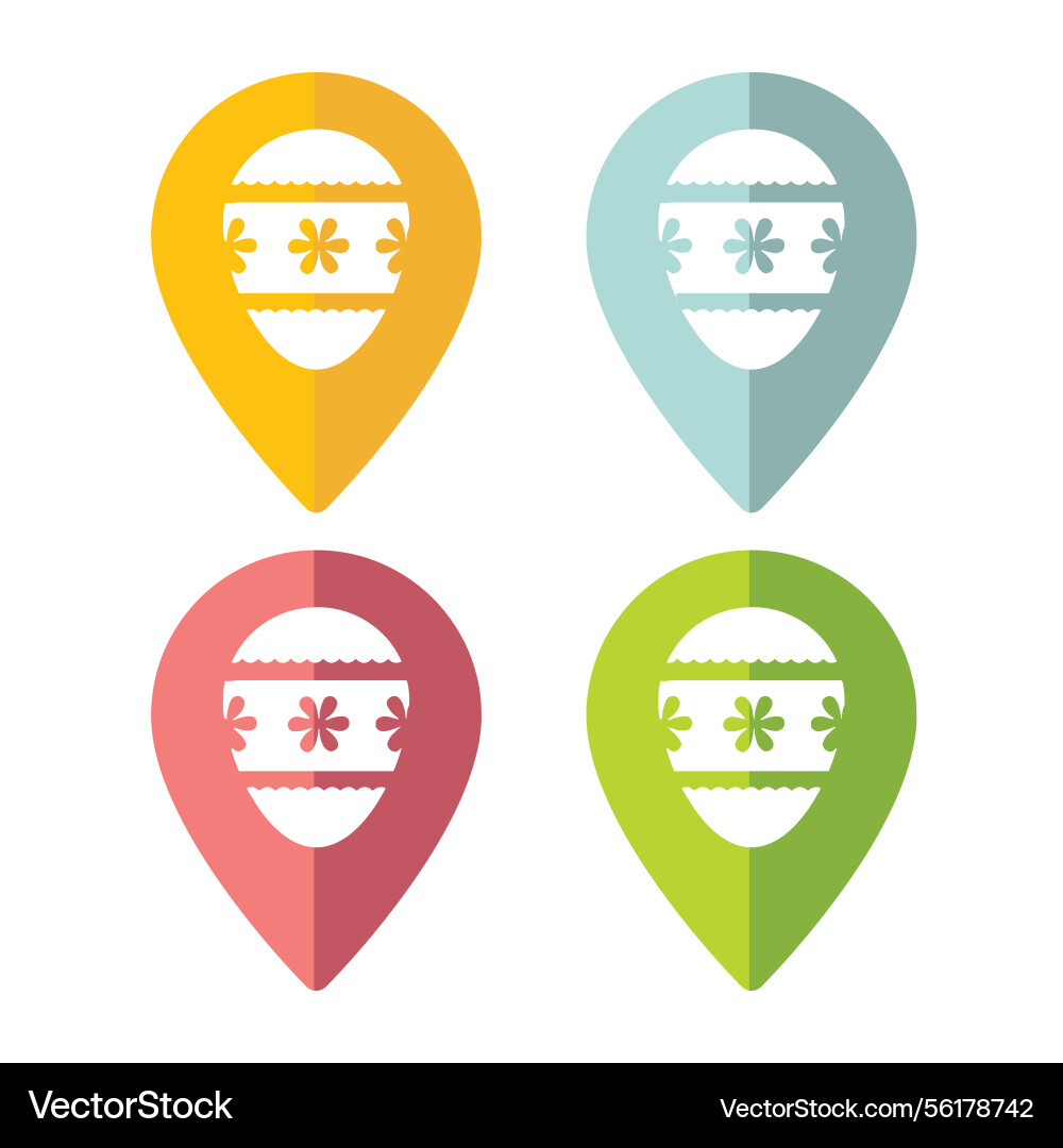 Set of map pointer with easter egg icon Set of map pointer with easter egg icon vector image
