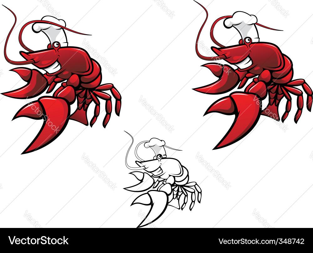 Smiling Red Crayfish Chef Vector Image