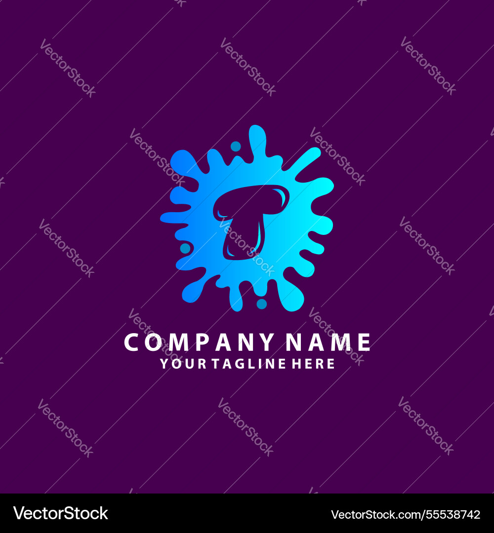 T-Logo mit blauem Spritzelement Welle T-Logo mit blauem Spritzelement Welle vektorbild