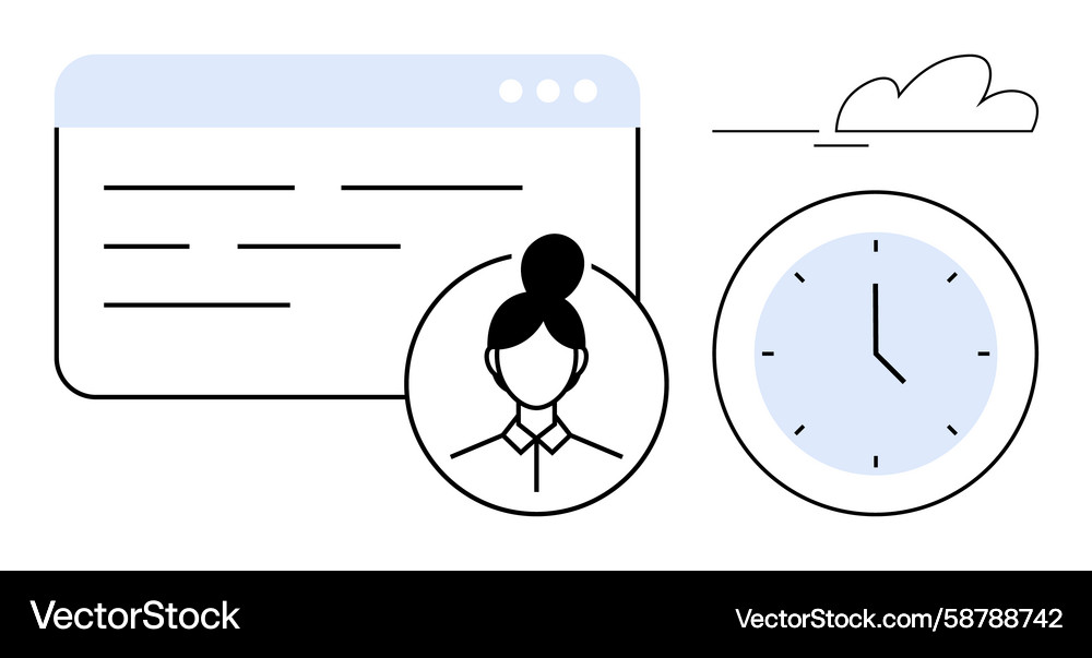 User profile webpage interface and clock Vector Image