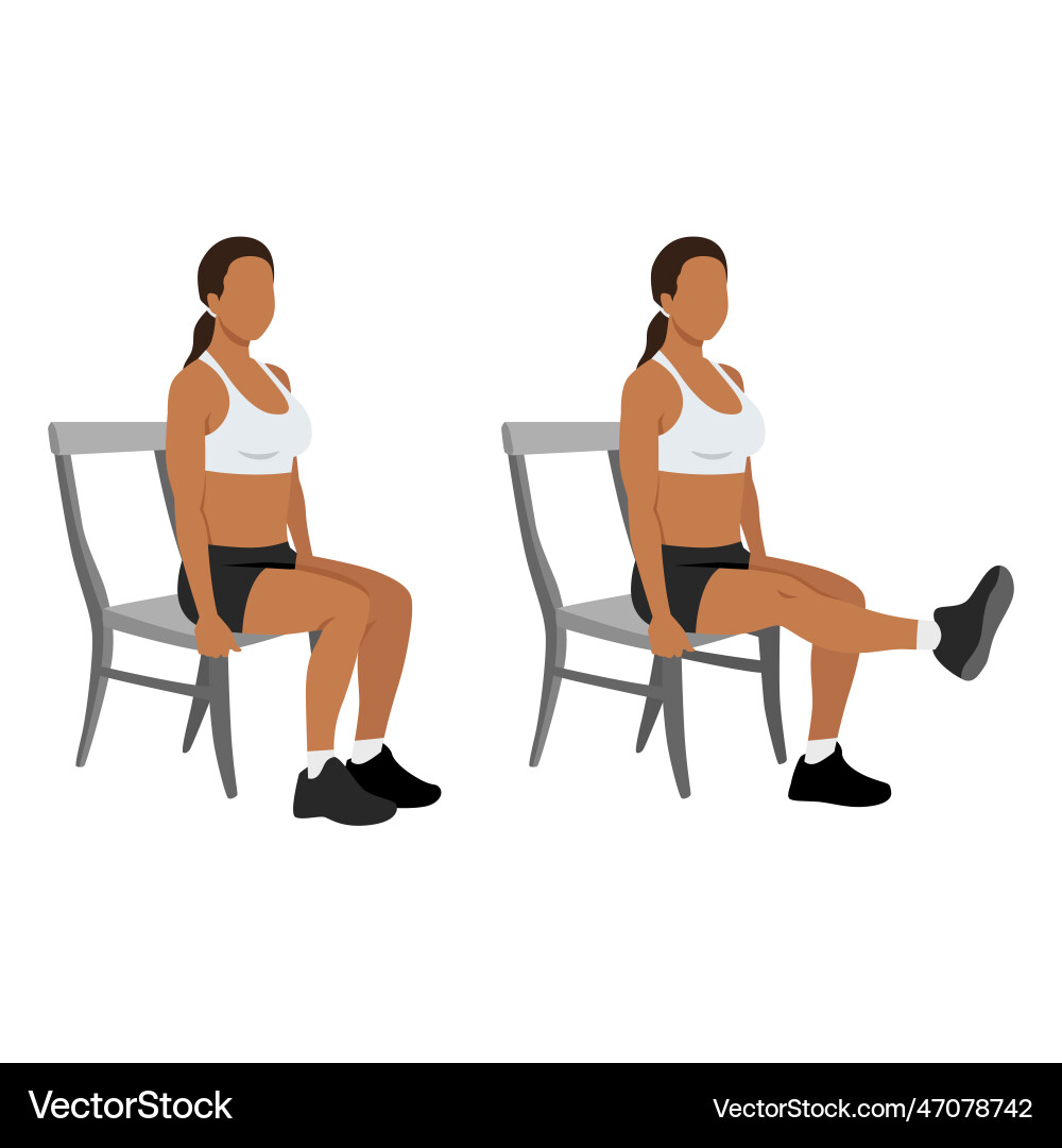 Woman doing seated chair leg extensions Royalty Free Vector