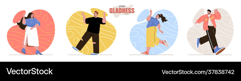Your gladness concept scenes set joy or happy Your gladness concept scenes set joy or happy vector image