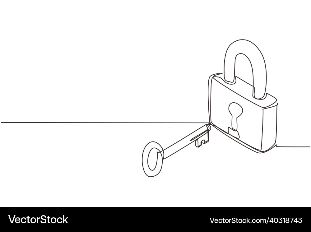 Continuous Line Lock and Key vector image
