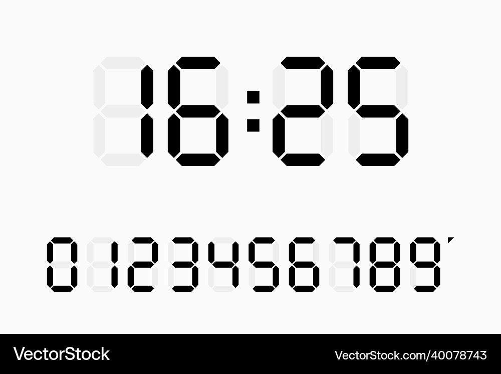 Digital Numbers Set - Calculator Style Vector Image