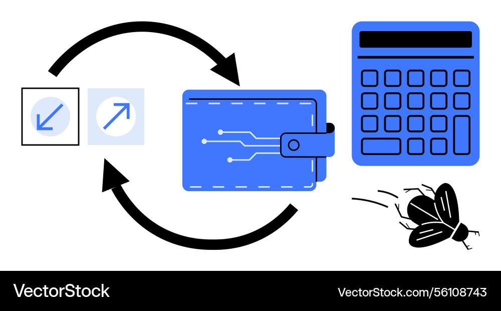 Digital wallet with scale options calculator Digital wallet with scale options calculator vector image