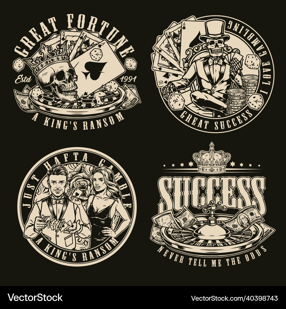 Gambling vintage designs vector image