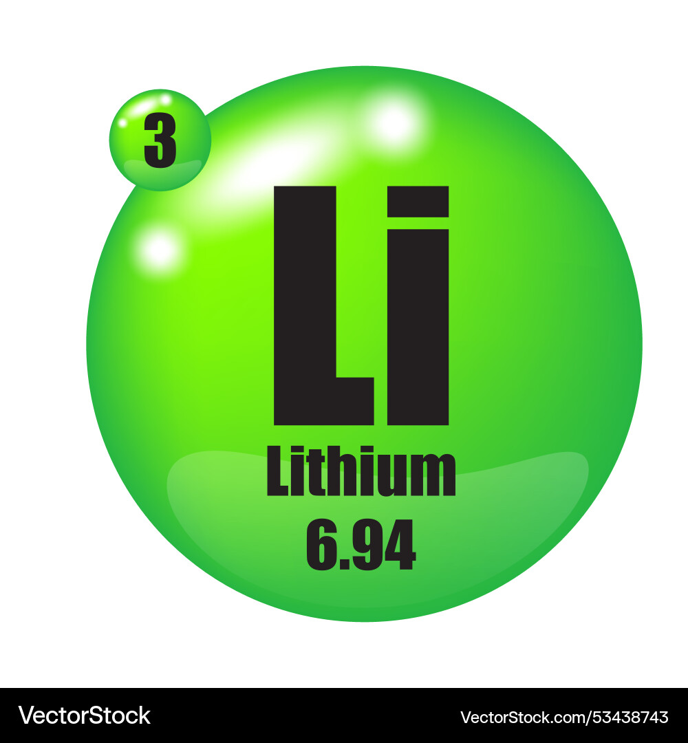Lithium element icon atomic number three periodic vector image