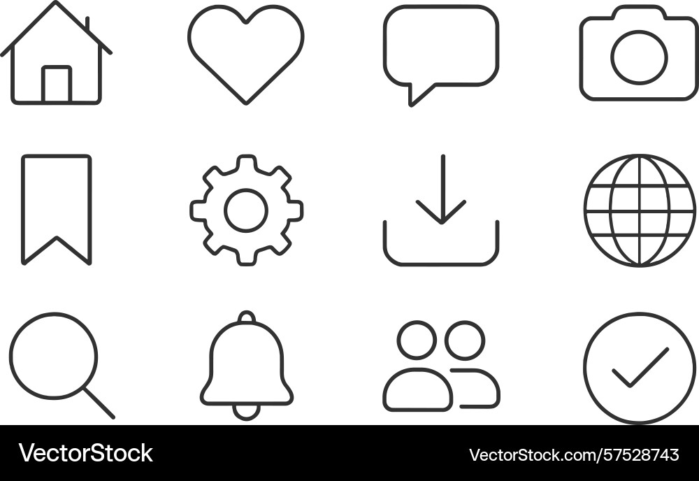 Minimalist line icons representing various Minimalist line icons representing various vector image