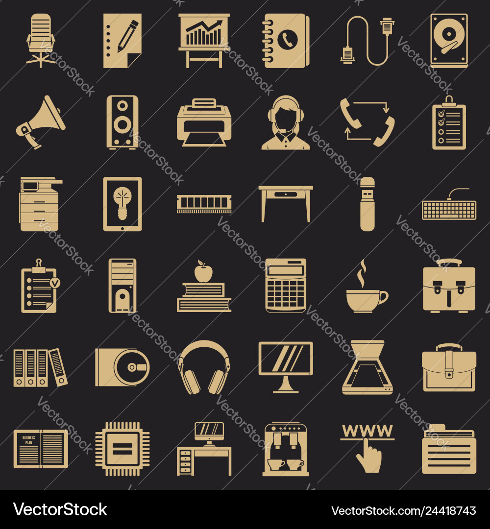 Work folder icons set simple style Work folder icons set simple style vector image