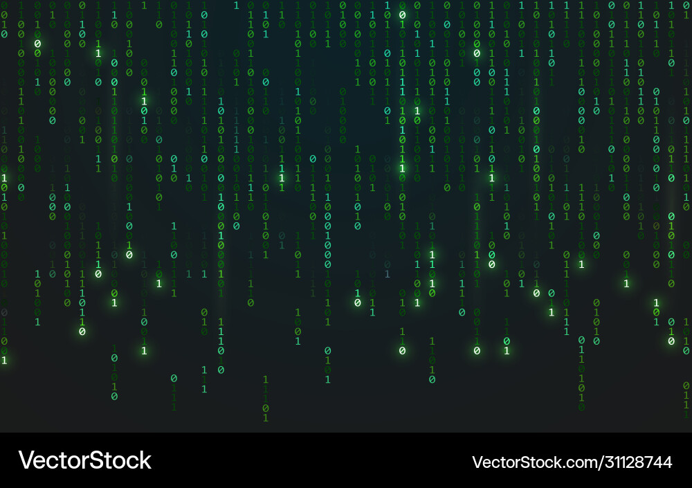 Binary matrix background falling random numbers Binary matrix background falling random numbers vector image