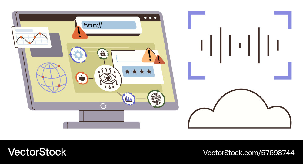 Cybersecurity threats on internet with website Cybersecurity threats on internet with website vector image