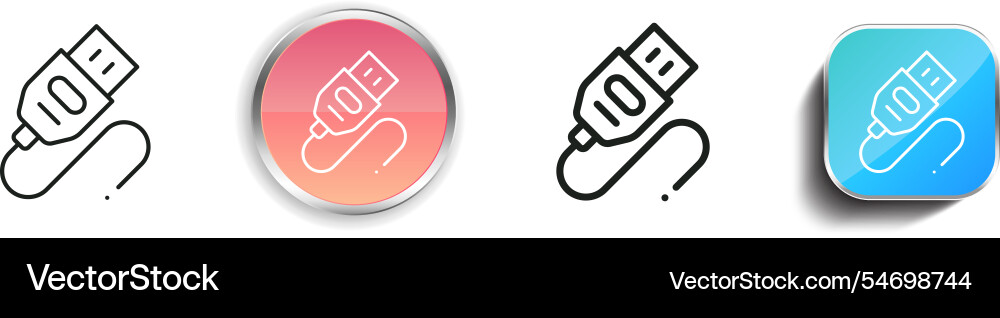 Hdmi icon thin linear regular and button style Hdmi icon thin linear regular and button style Vector Image