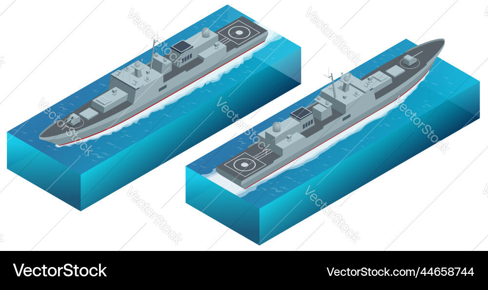 Isometric battleship for the military Isometric battleship for the military vector image