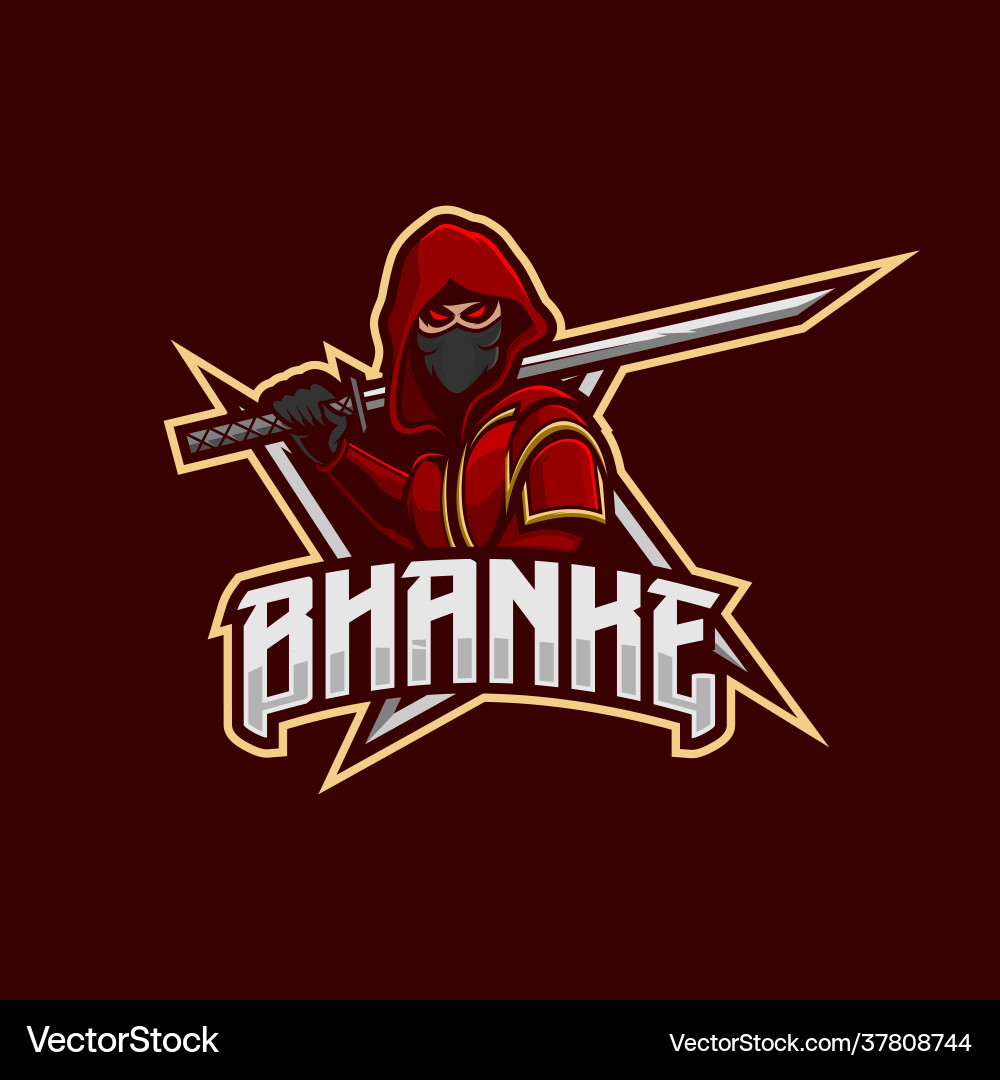 Ninja mascot esport logo Ninja mascot esport logo vector image