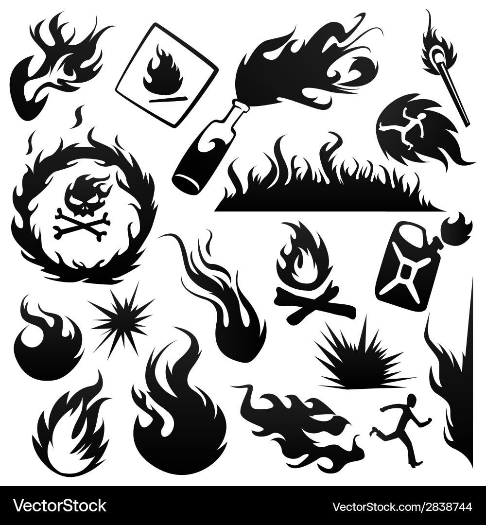 Set fire Royalty Free Vector Image - VectorStock