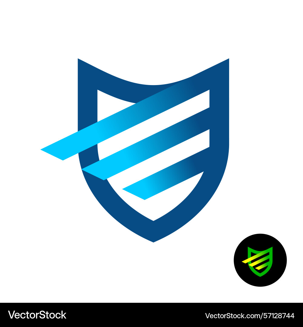 Shield symbol with parallel diagonal stripes Shield symbol with parallel diagonal stripes vector image