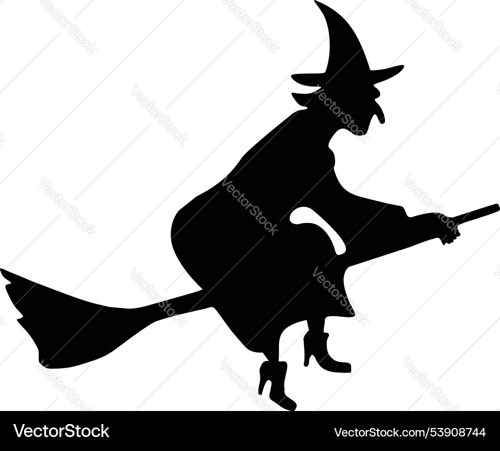 Witch on a broom Royalty Free Vector Image - VectorStock