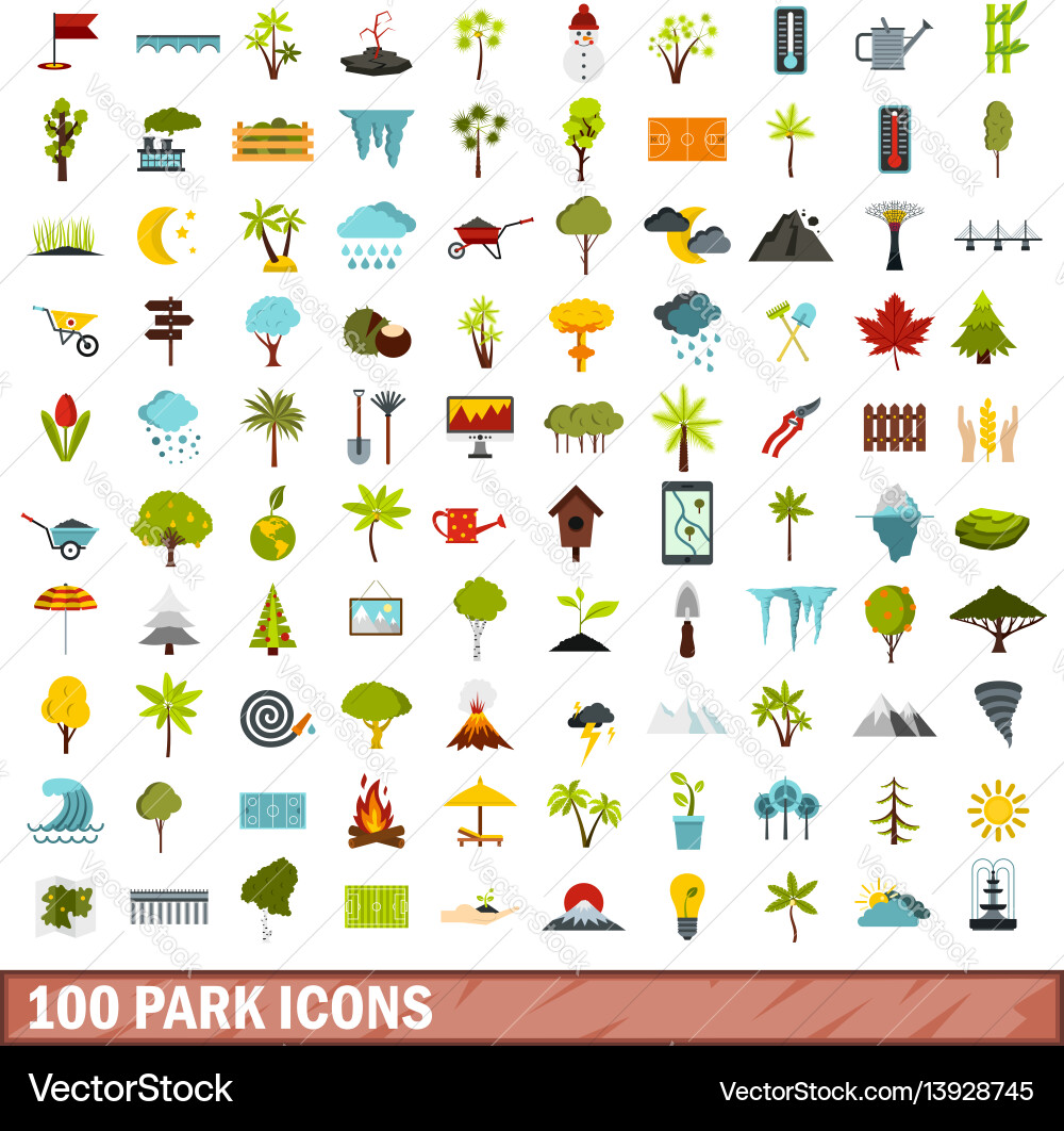100 Parksymbole flachen Stil 100 Parksymbole flachen Stil vektorbild