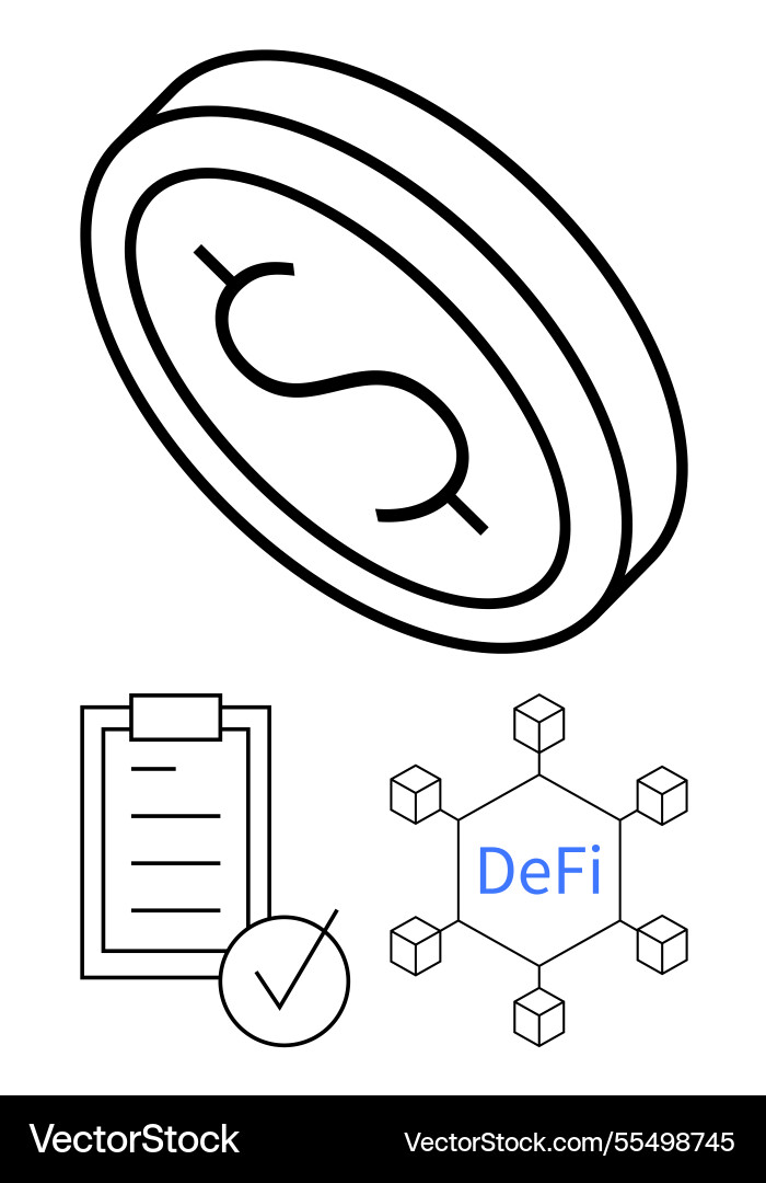Decentralized finance concept with blockchain Decentralized finance concept with blockchain vector image