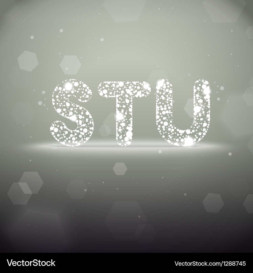 Glowing font from s to u on bokeh background vector image