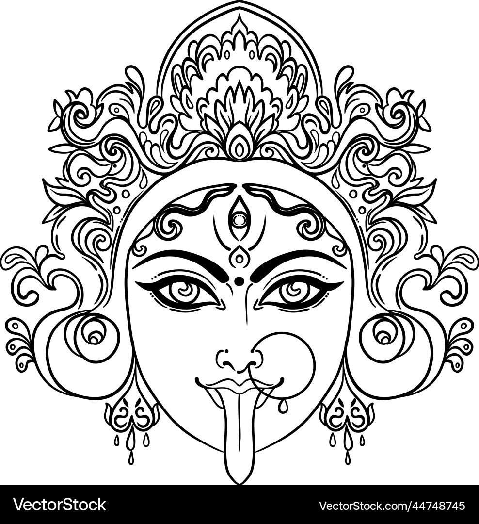 Portrait of indian hindi goddess kali female blue Portrait of indian hindi goddess kali female blue vector image