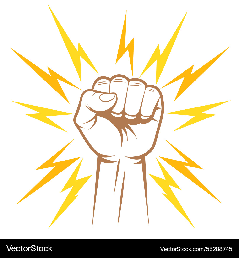 Protest fist with lightning people protesting Vector Image