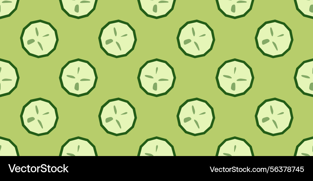 Seamless green cucumber slice pattern Seamless green cucumber slice pattern vector image
