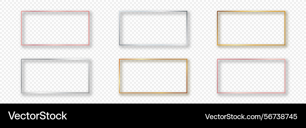 Set of six rectangular shape frames vector image