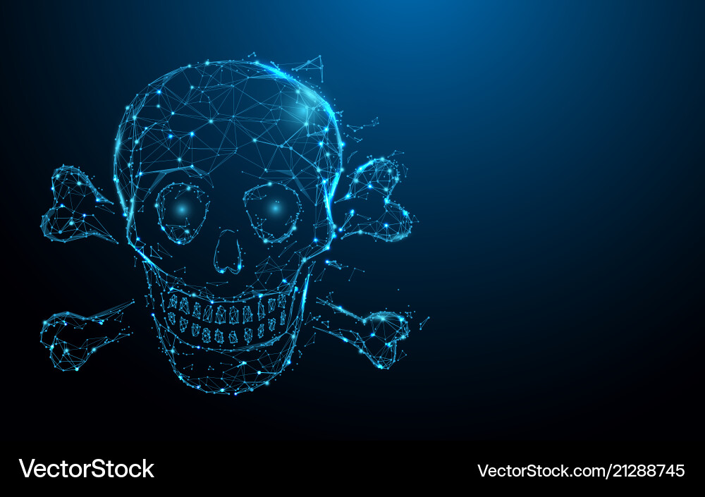 Skull and crossbones form lines particle vector image
