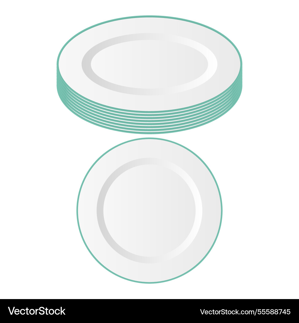 Stack of fragile plates cutlery Vector Image