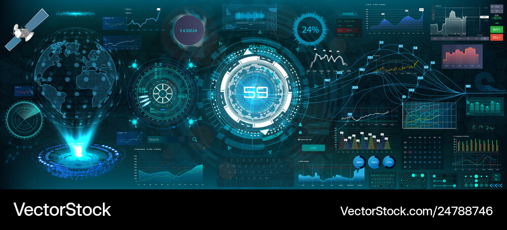 Abstract hud elements for ui ux design vector image