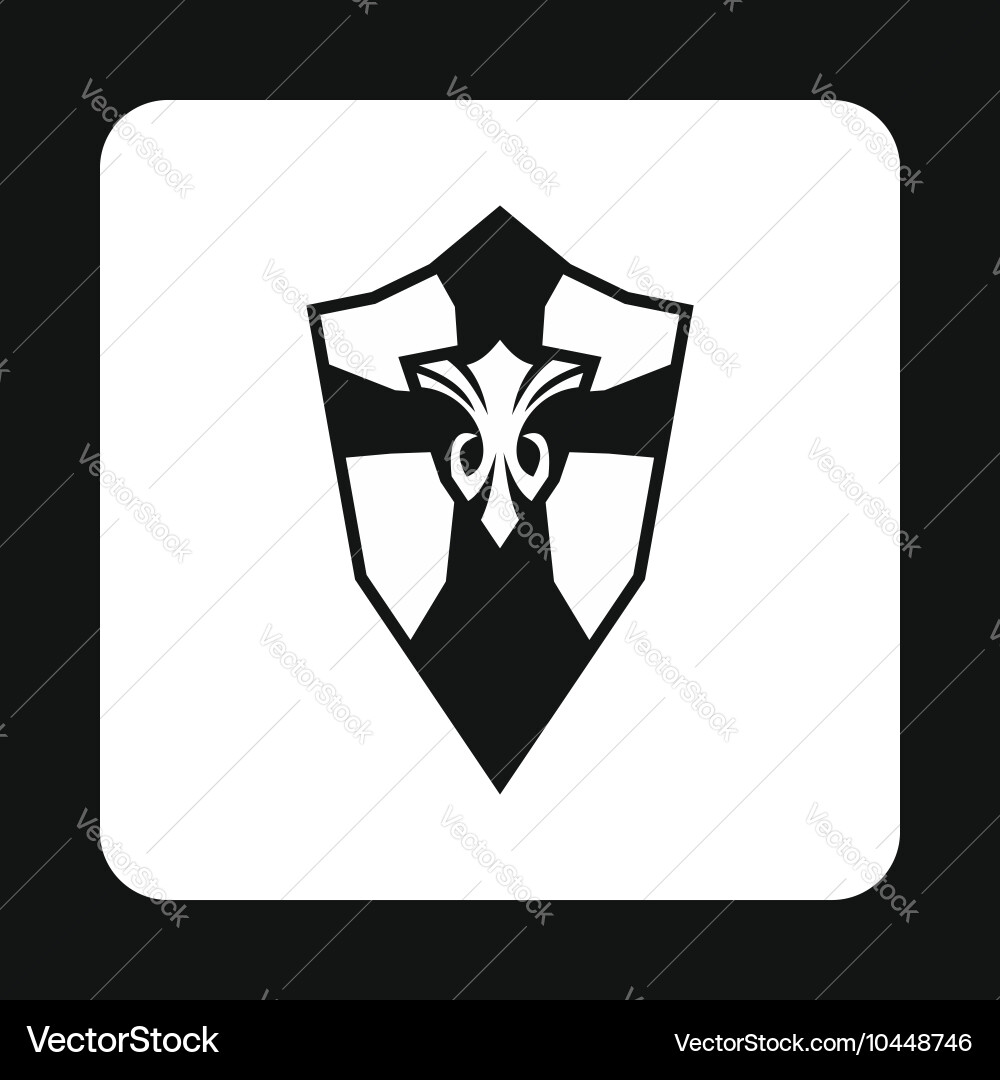 Combat shield with pattern icon simple style vector image