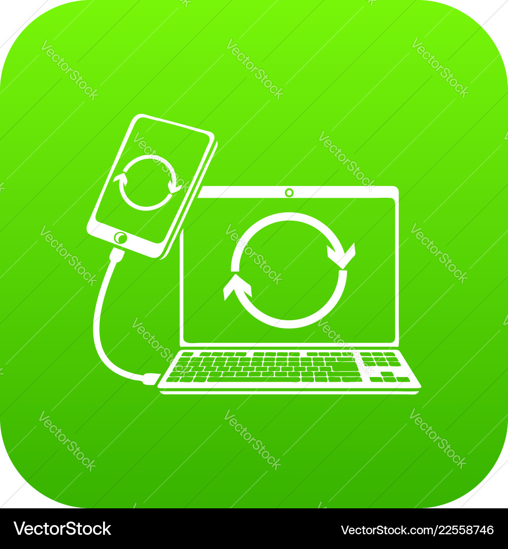 Connection smartphone icon green Connection smartphone icon green vector image