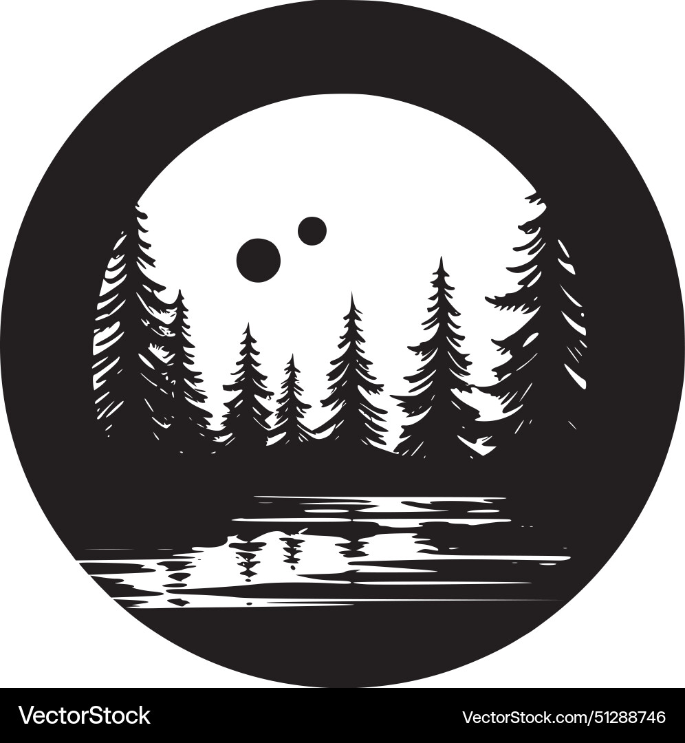 Forest - black and white isolated icon Royalty Free Vector