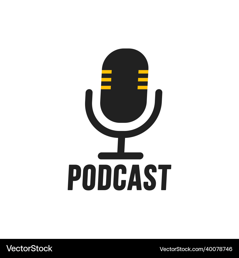 Podcast flat icon logo design on white background Podcast flat icon logo design on white background vector image