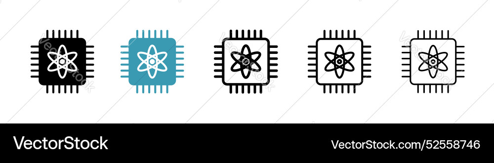 Quantum computing icon set on white background vector image