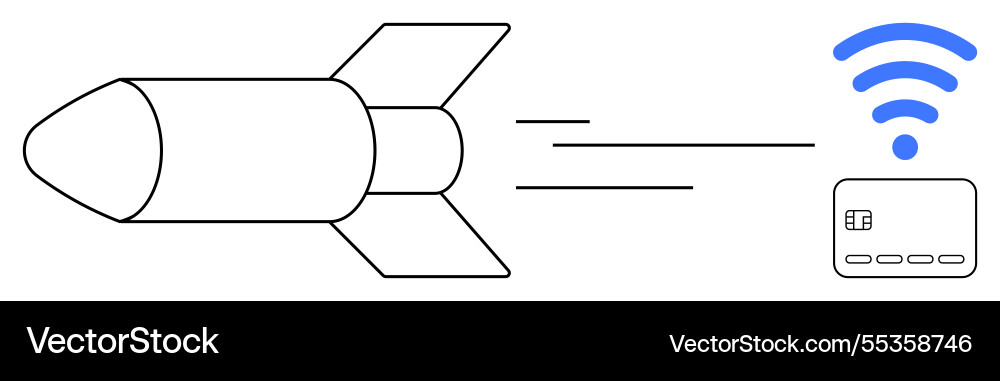Rocket accelerating towards wireless signal Vector Image