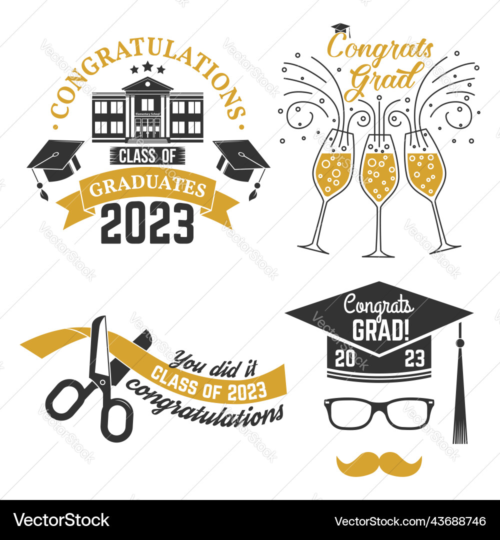 Set of class 2023 badges concept Vector Image