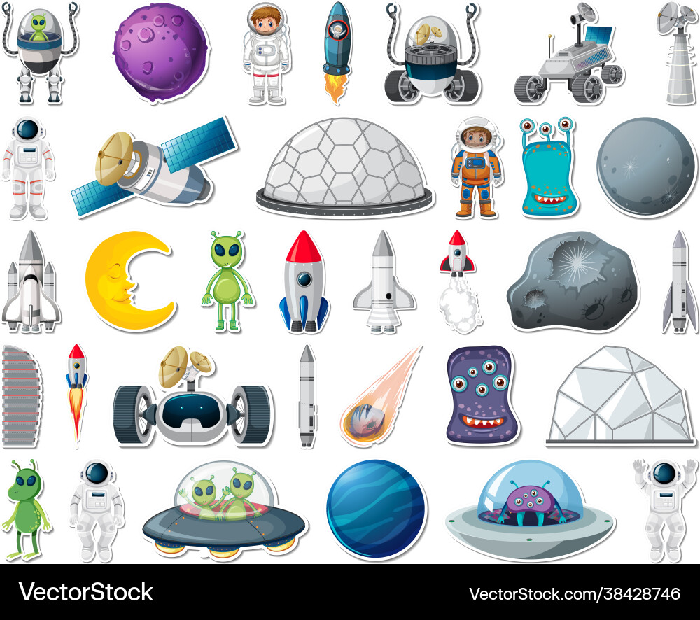 Set stickers with solar system objects isolated Set stickers with solar system objects isolated vector image