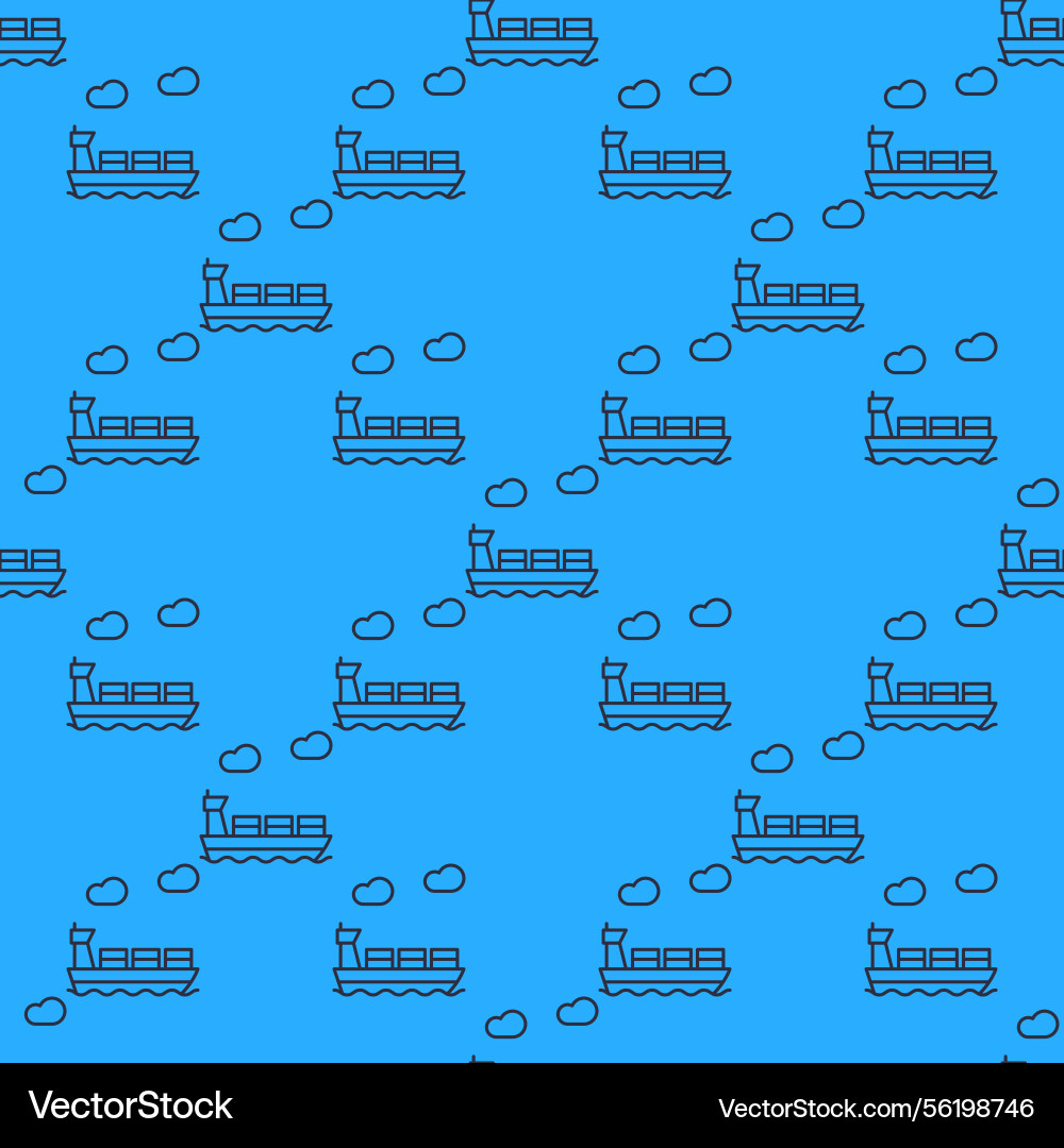 Ship with containers seamless pattern in line Ship with containers seamless pattern in line Vector Image