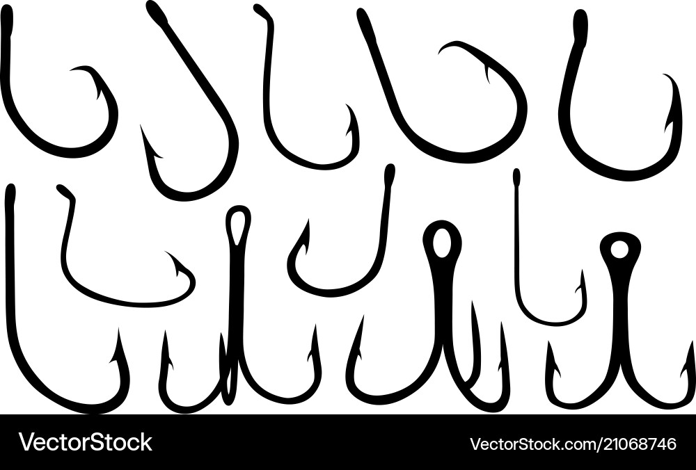 Variety of Fishing Hooks Vector Image
