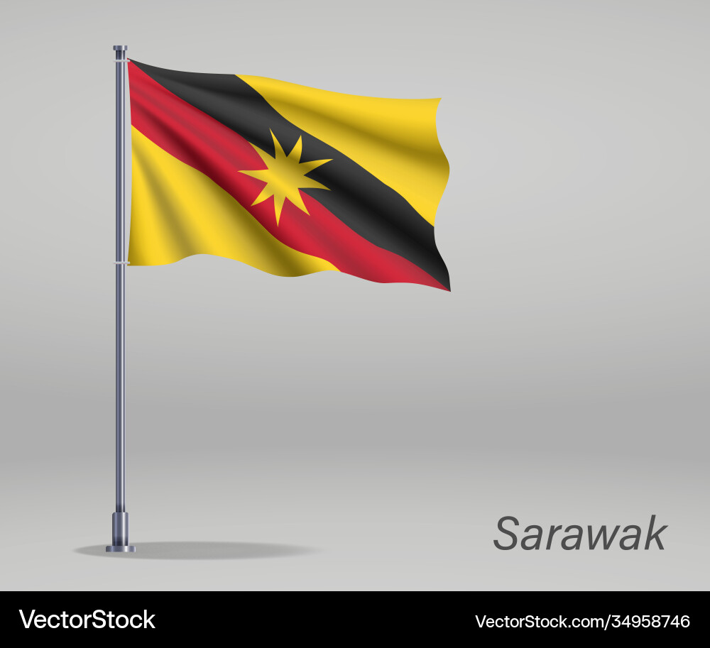 Waving flag sarawak - state malaysia