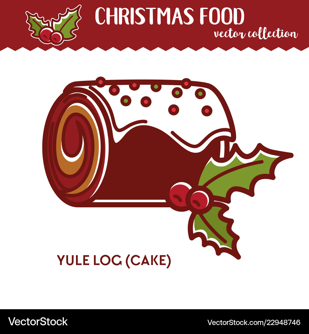 Weihnachtsnahrung yule log festliche Dessert Weihnachtsnahrung yule log festliche Dessert vektorbild