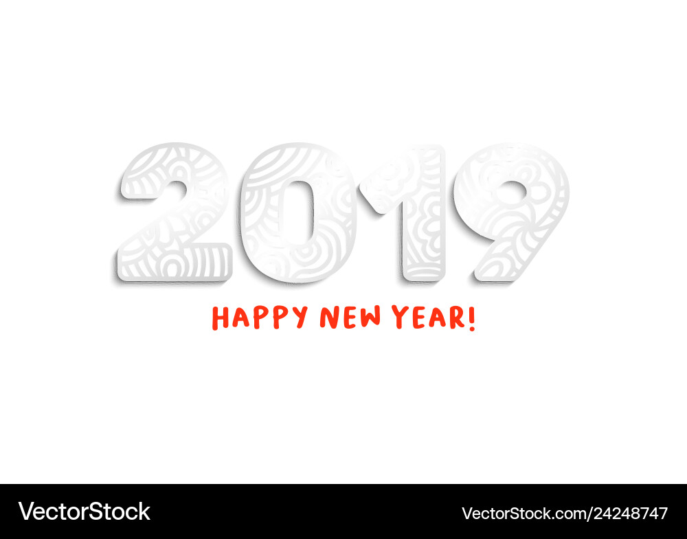 2019 silver laser cut ornate numbers Vector Image