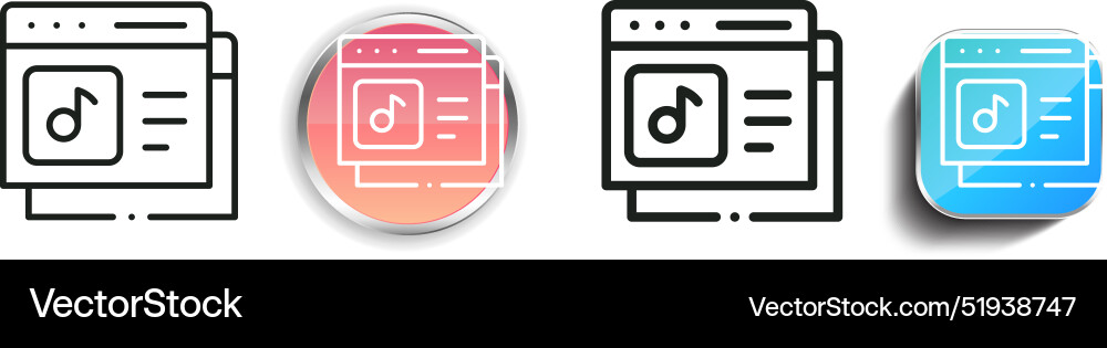 Browser icon thin linear regular and button style Vector Image