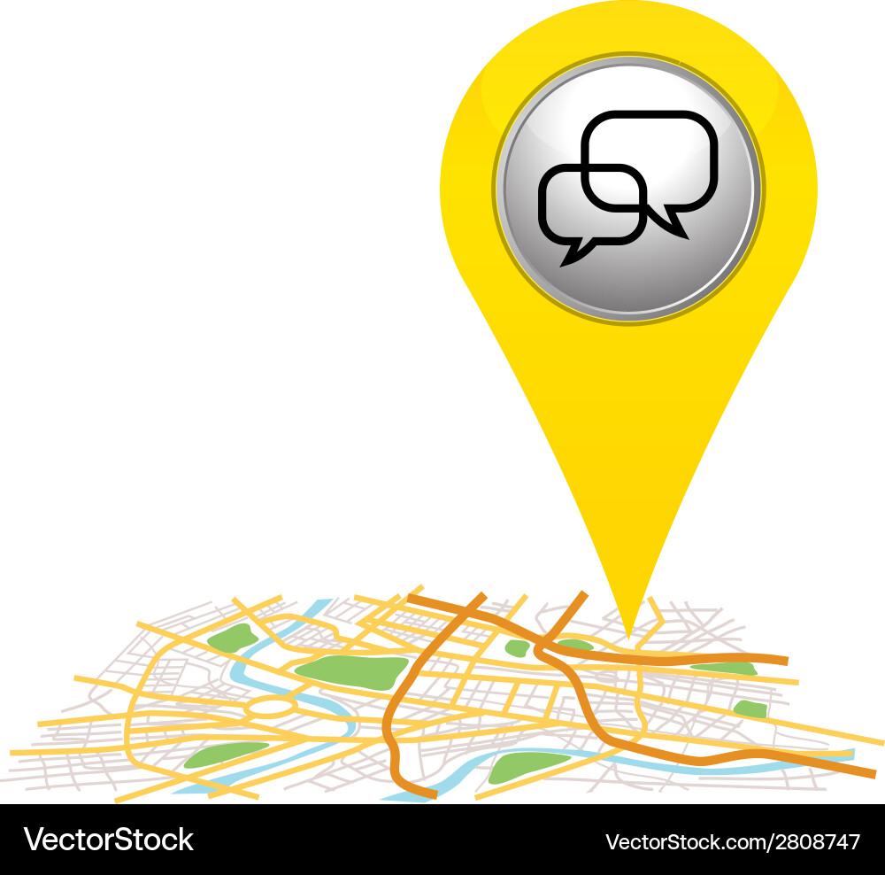 Bubble talk pin pointer on map location Vector Image