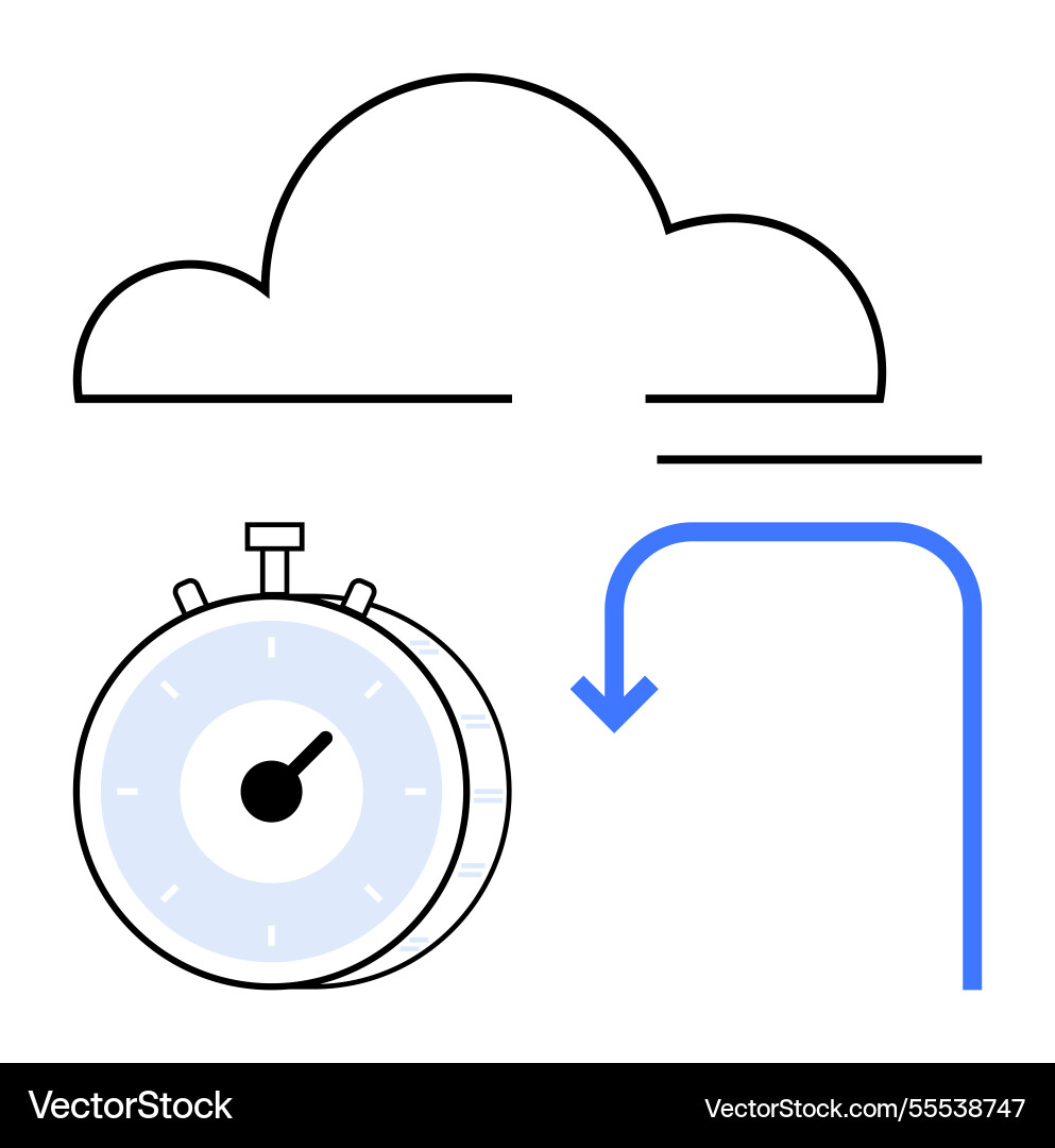 Cloud computing process symbolized by stopwatch Cloud computing process symbolized by stopwatch vector image