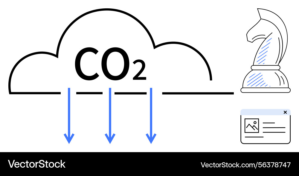 Co2 reduction concept with cloud arrows chess Vector Image