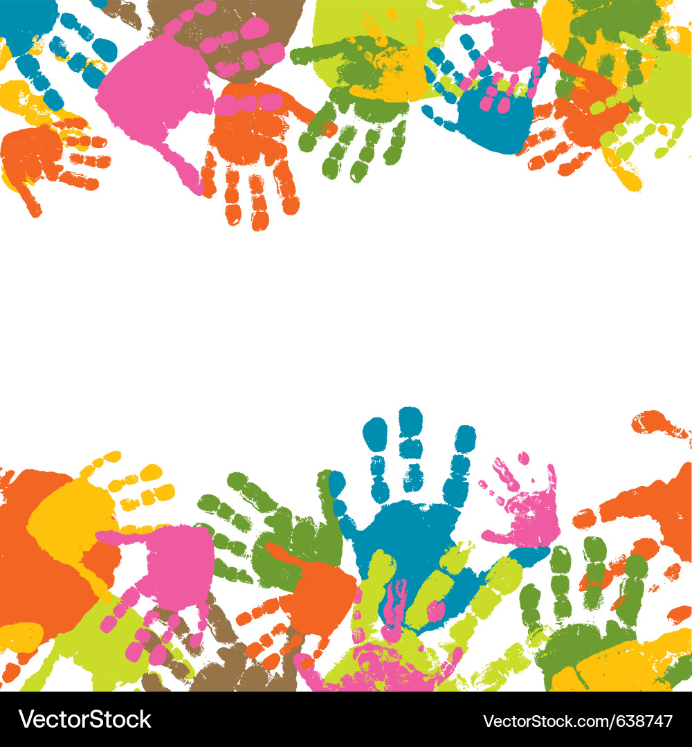 Colorful Hand Prints Background Vector Image